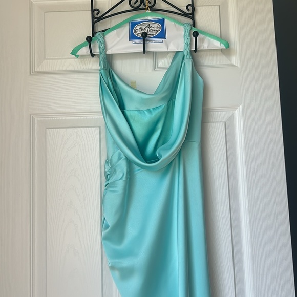 Miss Circle Aqua Teal Silk Dress - Picture 2 of 4